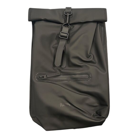 RAINS Rolltop Rucksack W3 Backpack Black Waterproof Laptop - Picture 3 of 8